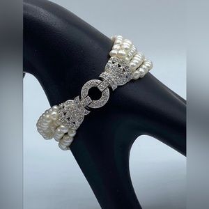 Vintage Pearl and Sterling Silver 925 Multi-Strand Bracelet